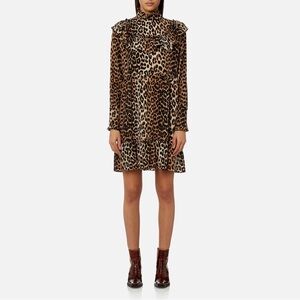 Ganni Women's Fayette 100% Silk Leopard Dress EU 40 US 10